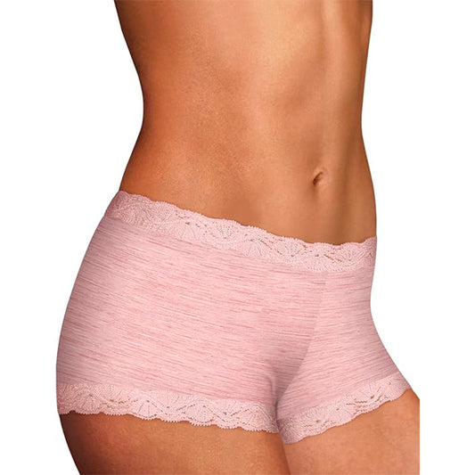Maidenform Classics Microfiber and Lace Boyshort Panty Pink Heather Print 6