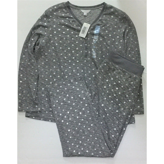 NWD Charter Club Super Soft Knit Henley Top & Printed Pants PJ Set, Mismatched Sizes