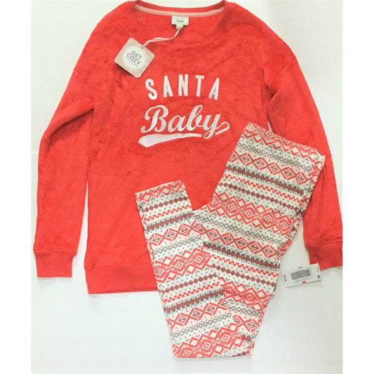 NWD Jenni Faux Fur Tunic & Leggings Pajama Set, Top XS, Bottom S