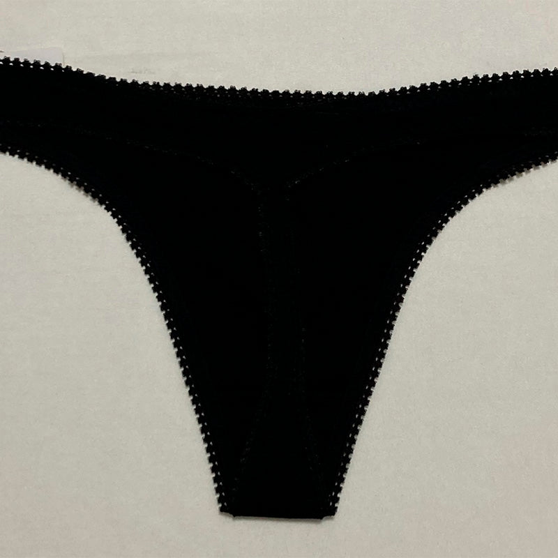 OnGossamer Women's Cabana Cotton Hip-G Thong Panty Black S/M