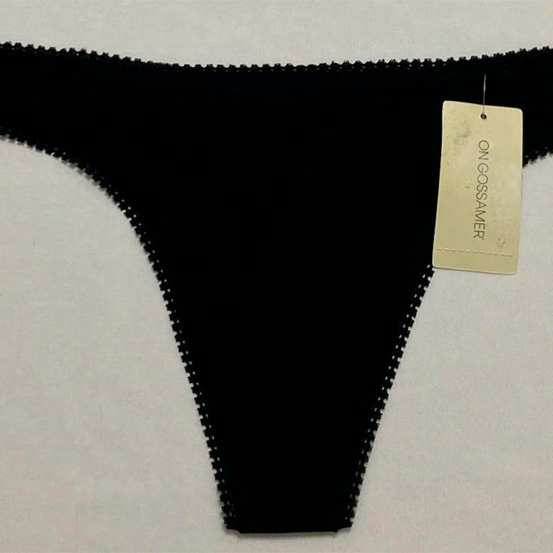 OnGossamer Women's Cabana Cotton Hip-G Thong Panty Black S/M