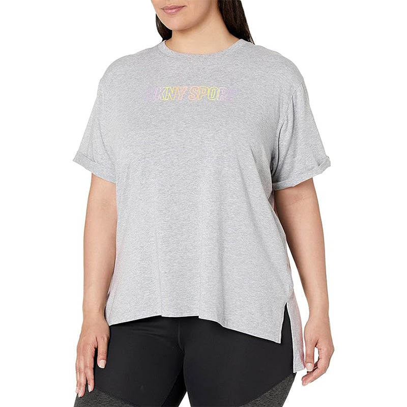 DKNY Summer Tops Short Sleeve T-Shirt Grey 1X
