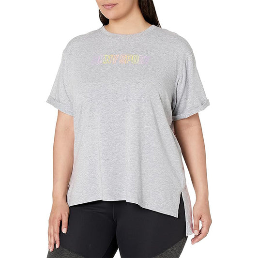DKNY Summer Tops Short Sleeve T-Shirt Grey 1X
