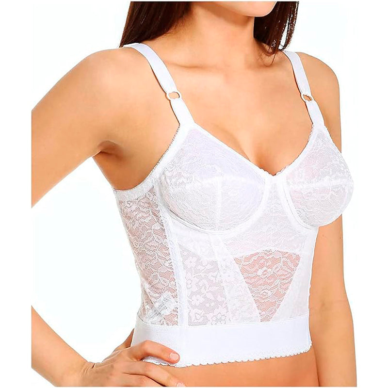 Rago Style 2202 - Long Line “Expandable Cup” Bra, 40C, White