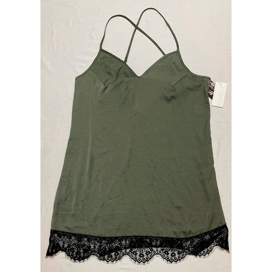 Midnight Bakery Astrid Lace Trim Satin Only Chemise Green M