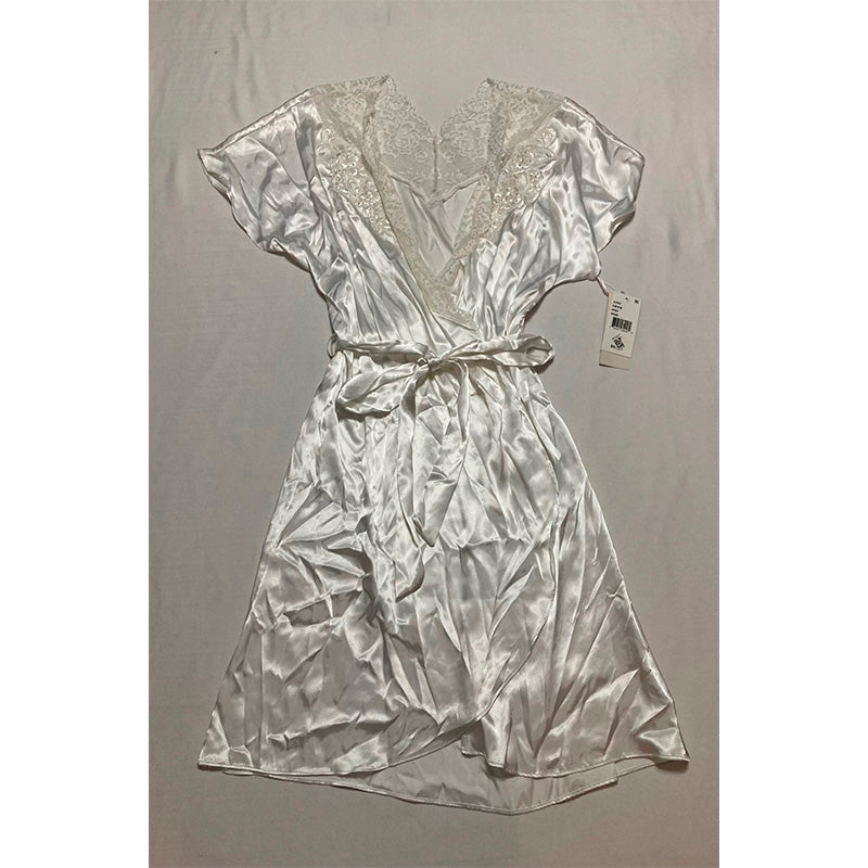 Linea Donatella Juliet Short Satin Robe, Ivory, S/M