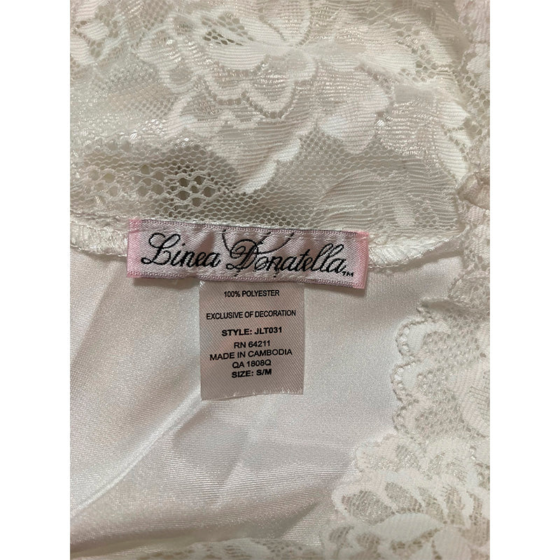 Linea Donatella Juliet Short Satin Robe, Ivory, S/M