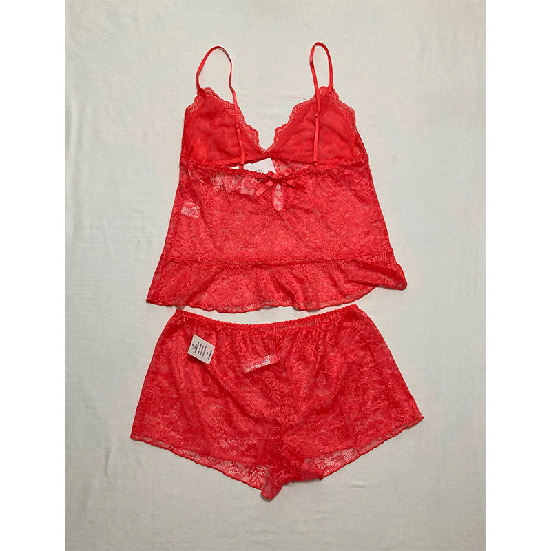 Linea Donatella Sexy Basics Lace Lingerie Pajama Set Coral M