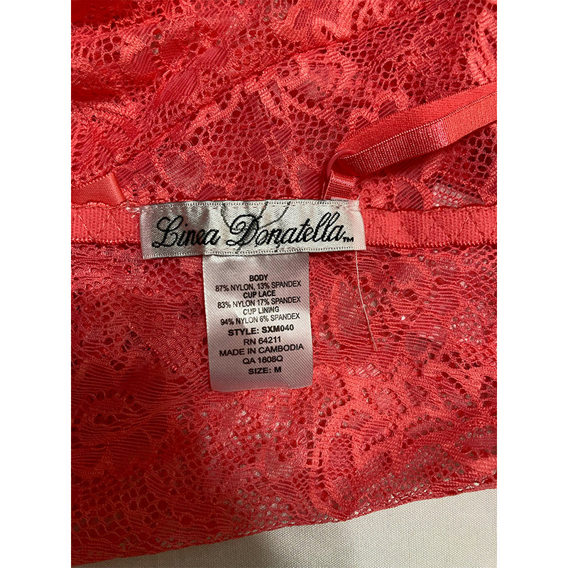 Linea Donatella Sexy Basics Lace Lingerie Pajama Set Coral M