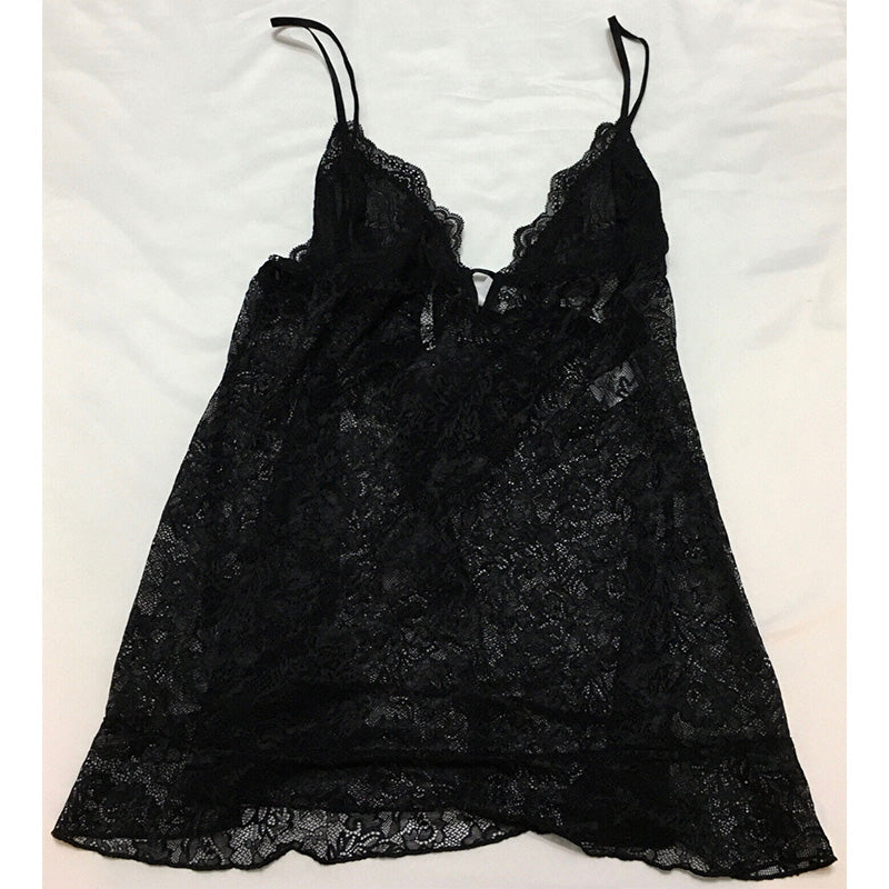 Linea Donatella Lace Babydoll 2pc Lingerie Set Black M