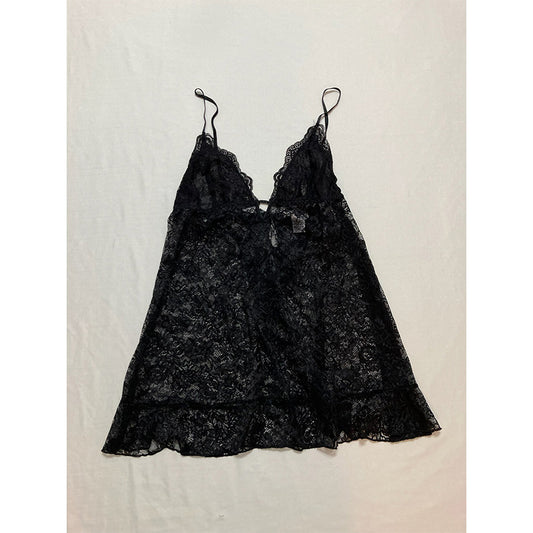 Linea Donatella Lace Babydoll Nightgown & Thong Lingerie Black L