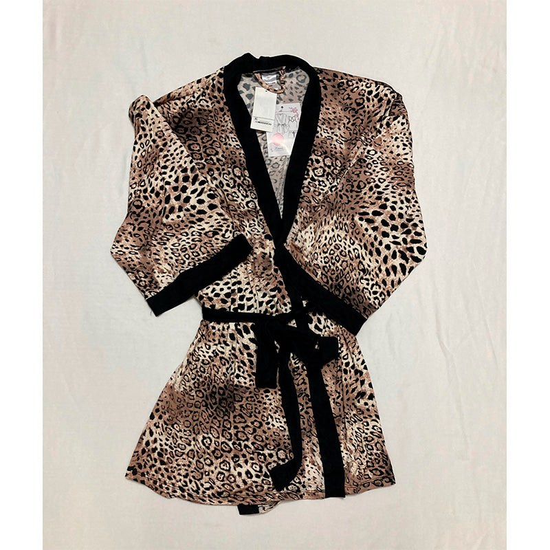 Linea Donatella Pajamas Robe Set - Animal Print S