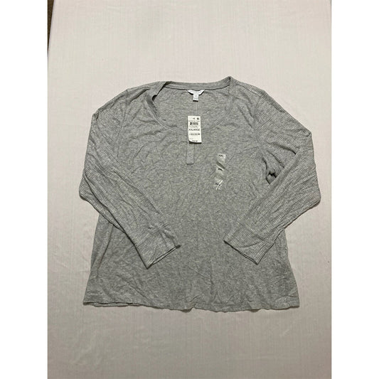 Charter Club Ribbed Henley Only Pajama Top Grey 2XL