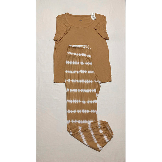 Jenni Lettuce Edge Sleepwear Set Natural Camel L