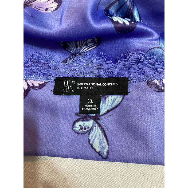 INC Lace-Trim Cami & Shorts Pajama Set Purple Butterfly XL