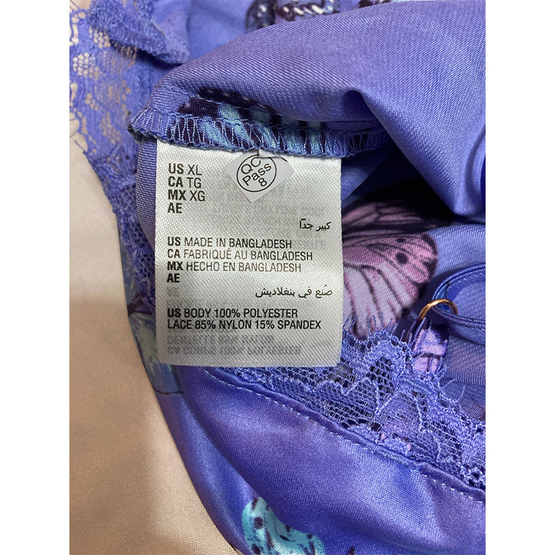 INC Lace-Trim Cami & Shorts Pajama Set Purple Butterfly XL