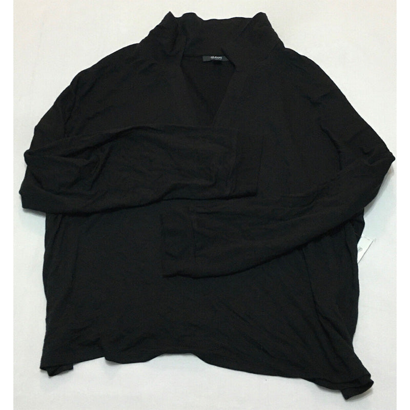 Alfani Collared French Terry V-Neck Only Sleep Top Black 2XL
