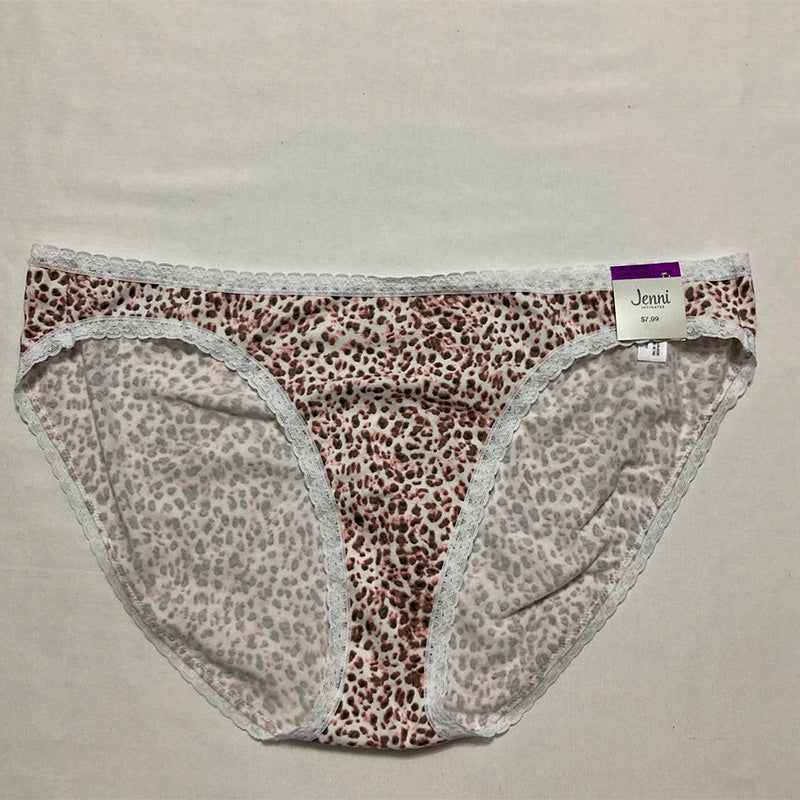 Jenni Lace Trim Hipster Underwear Pink Leopard Print 2XL