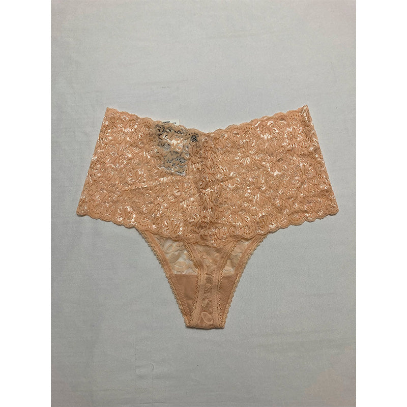 INC High Waist Lace Thong Almond XL
