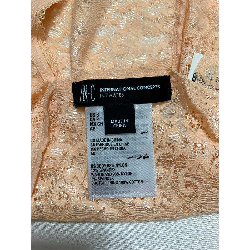 INC High Waist Lace Thong Almond XL