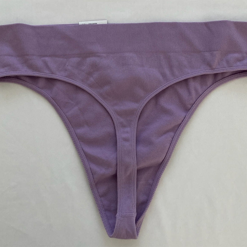 Jenni Seamless Ribbed Hi-Cut Thong Lilac 2XL