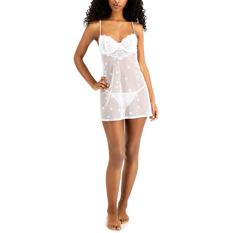 INC Daisy-Embroidered Babydoll White 2XL