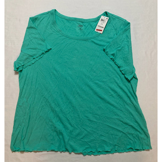 Jenni Lettuce-Edge Ribbed Sleep Only T-Shirt Aqua 2X