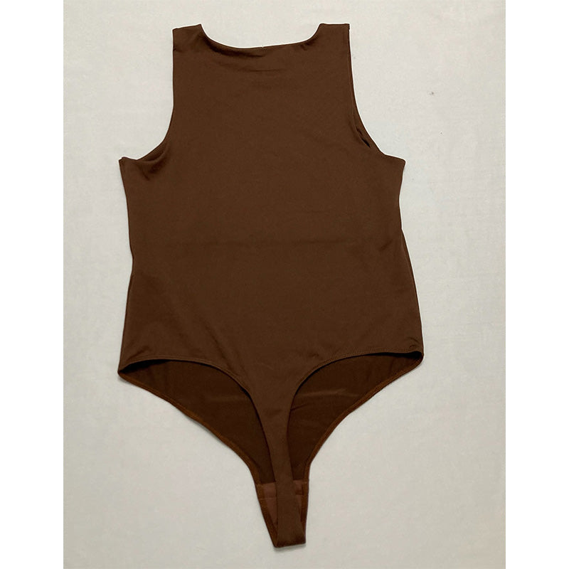 Alfani High Neck Thong Bodysuit Brown L