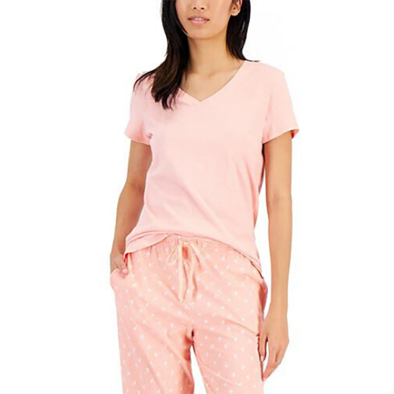 Charter Club Everyday Cotton V-Neck Pajama T-Shirt Pink L