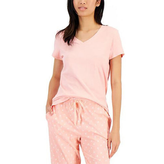 Charter Club Everyday Cotton V-Neck Pajama T-Shirt Pink L