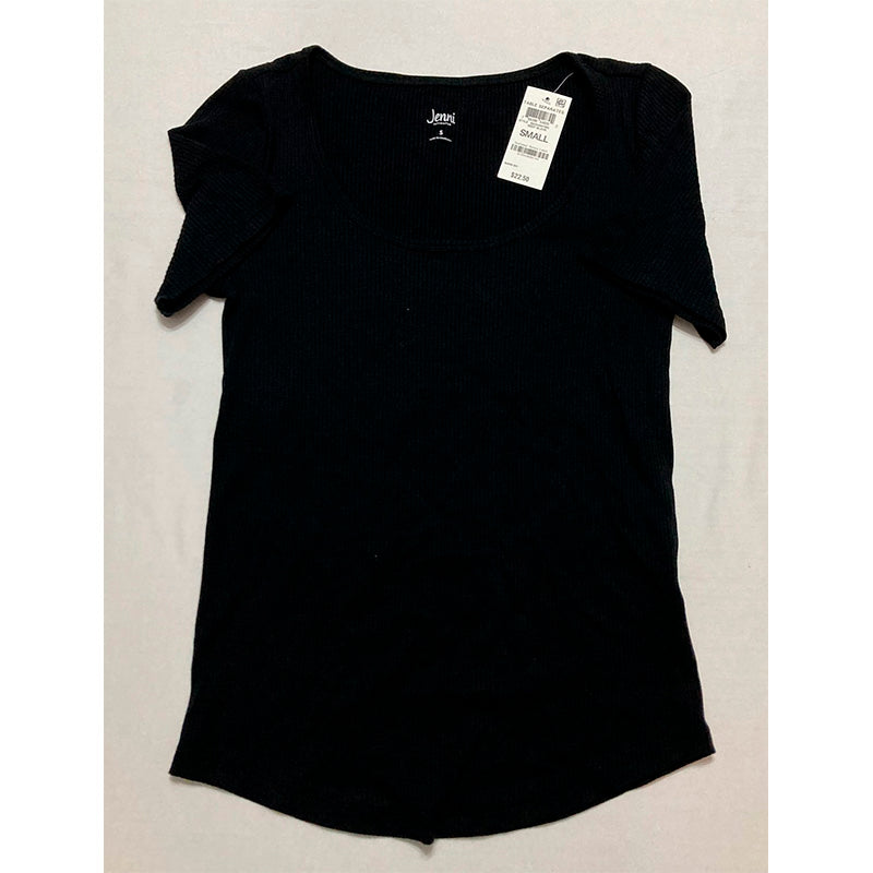 Jenni Ribbed Only Pajama Short-Sleeve Shirt Black S
