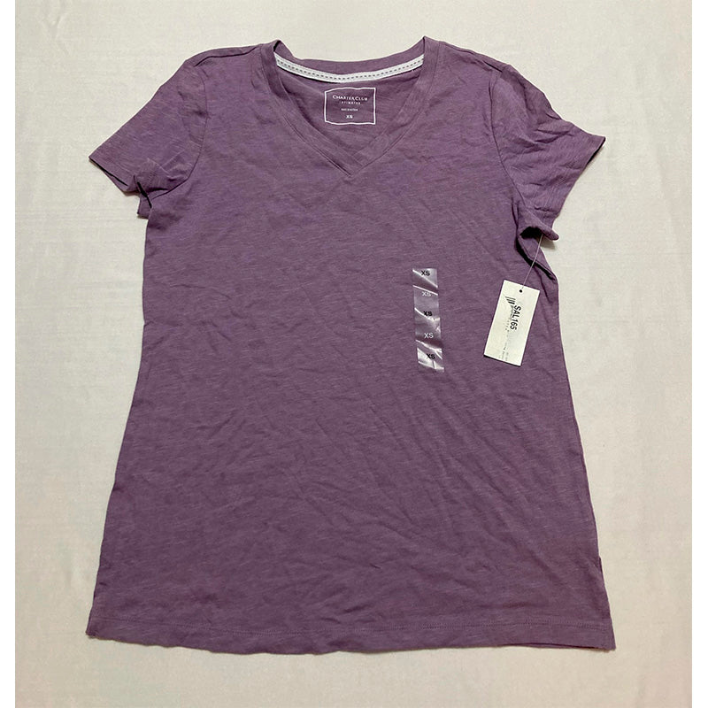 Charter Club Everyday Cotton V-Neck Pajama T-Shirt Purple XS