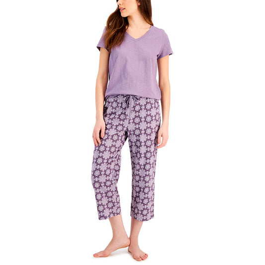 Charter Club Everyday Cotton V-Neck Pajama T-Shirt Purple 2XL