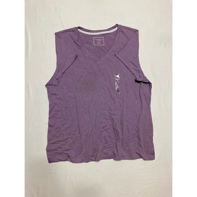 Charter Club Everyday Cotton V-Neck Pajama T-Shirt Purple 2XL