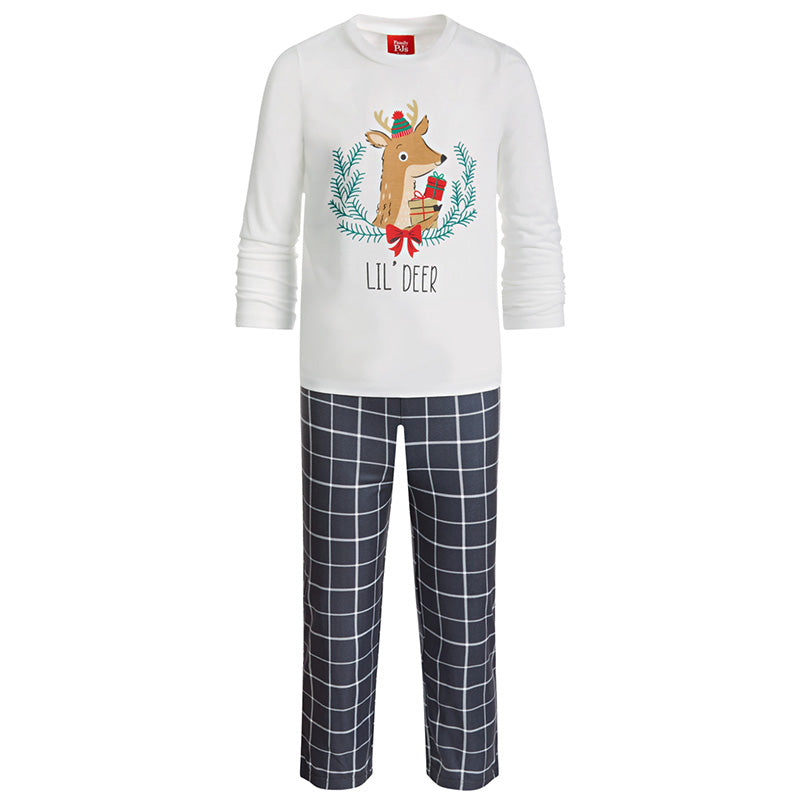 Family Pj Matching Kid's Lil Deer Mix It Set Grey Plaid 2T-3T