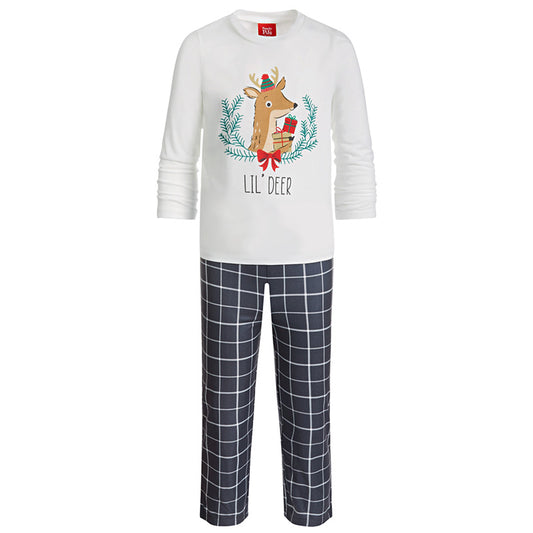 Family Pj Matching Kid's Lil Deer Mix It Set Grey Plaid 2T-3T