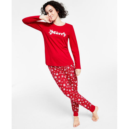 Family PJ Matching Merry Snowflake Mix It Family Pajama Set Red L