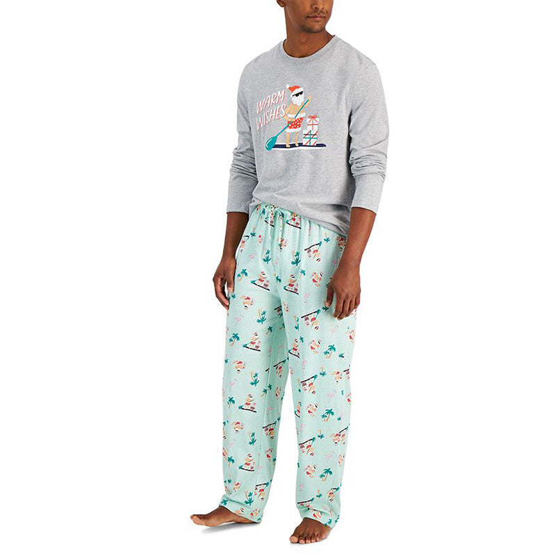 Family Pajamas Matching Men's Tropical Santa Mix Pajama Set Grey S
