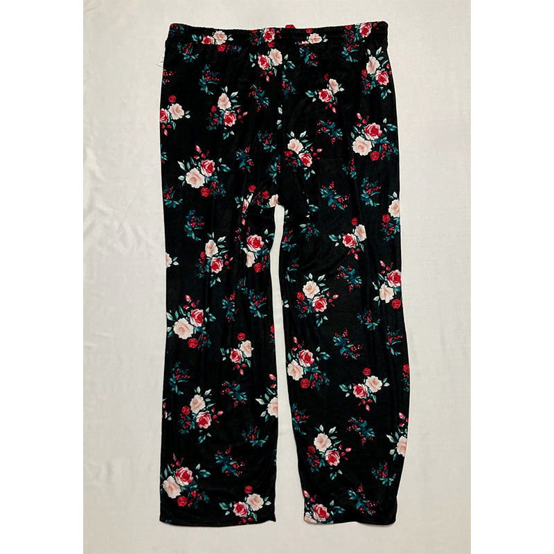 Charter Club Butter Soft Printed Only Pajama Pants Black Winter Floral M