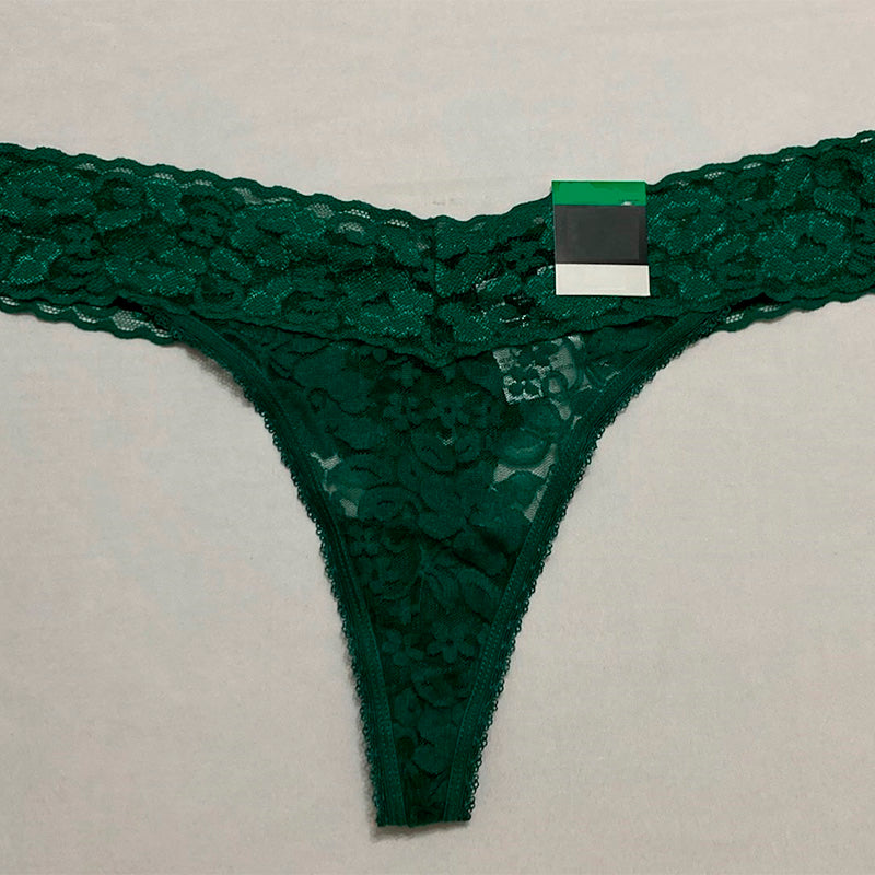 INC Lace-Trim Thong Underwear Smoke Pine 2XL