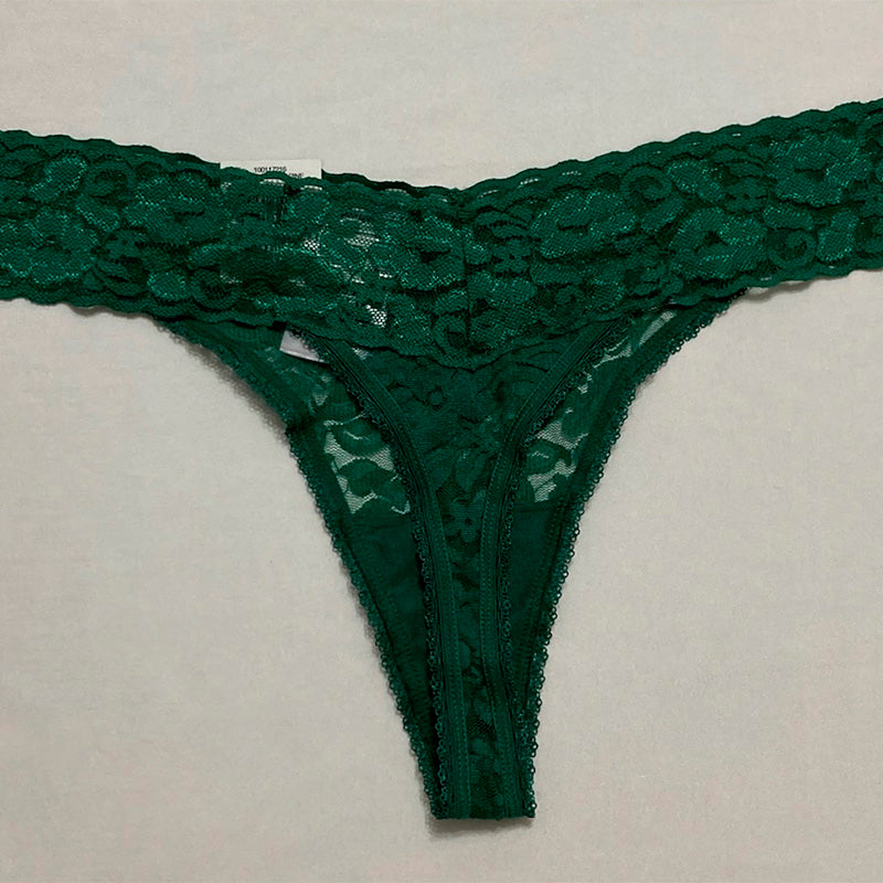 INC Lace-Trim Thong Underwear Smoke Pine 2XL