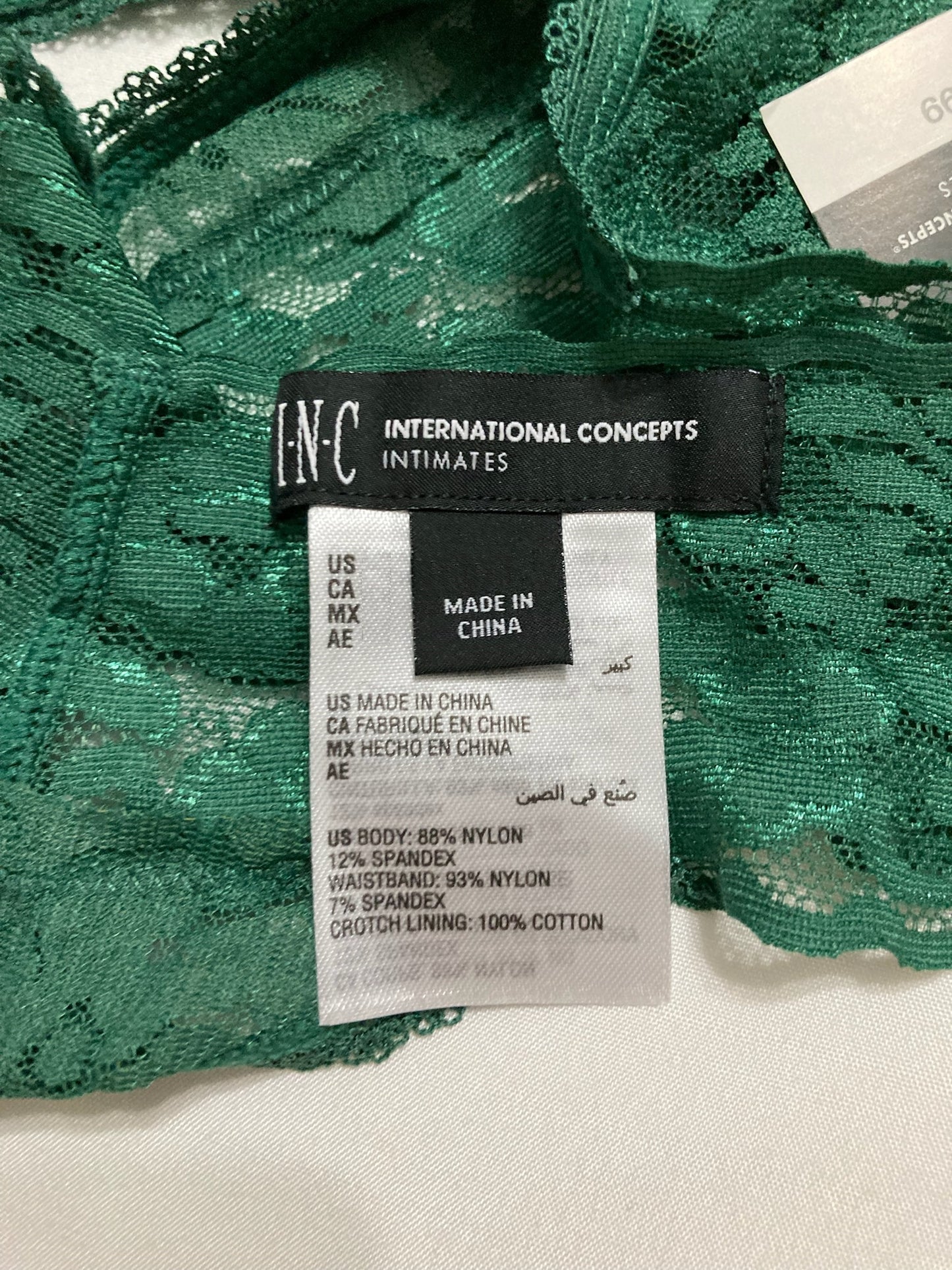 INC Lace-Trim Thong Underwear Green 2XL