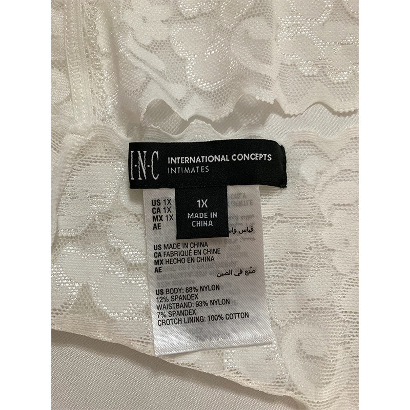 INC Plus Size Lace Thong White