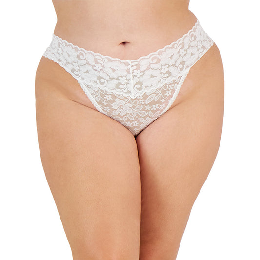 INC Plus Size Lace Thong White