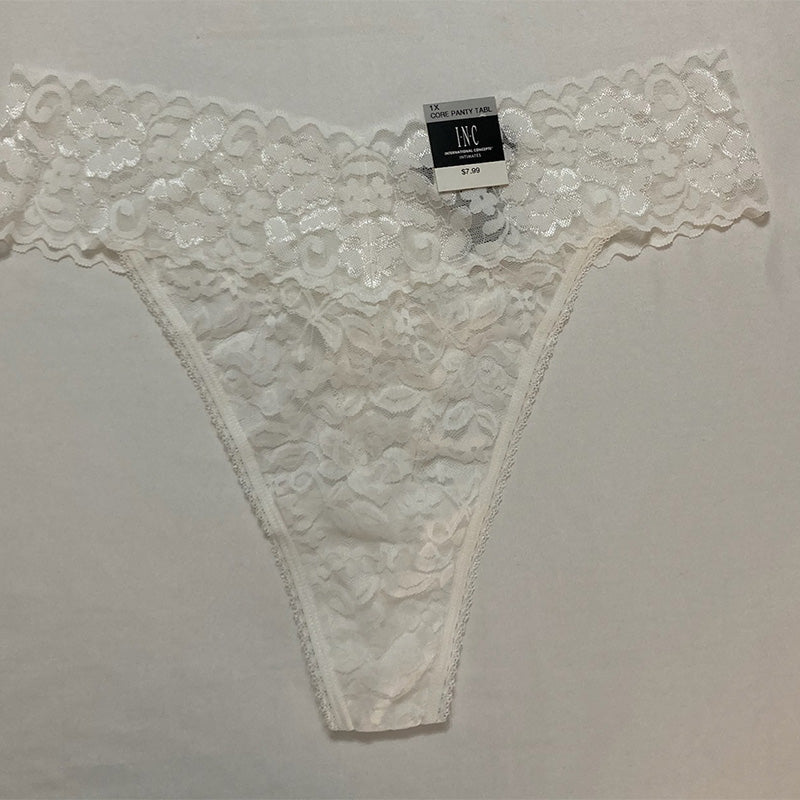 INC Plus Size Lace Thong White