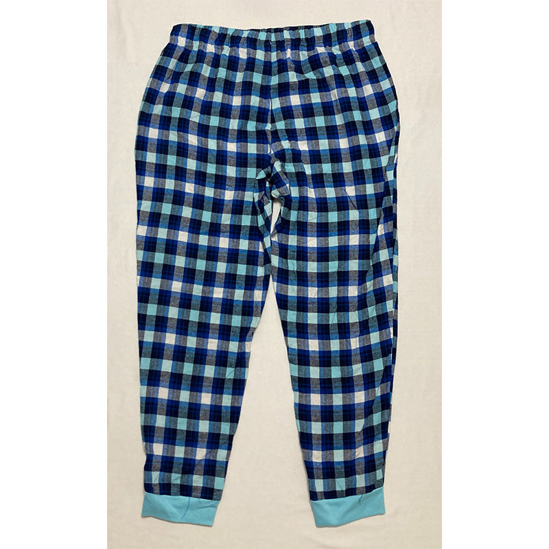 Jenni Cotton Flannel Only Pajama Pants Plaid Blue XL