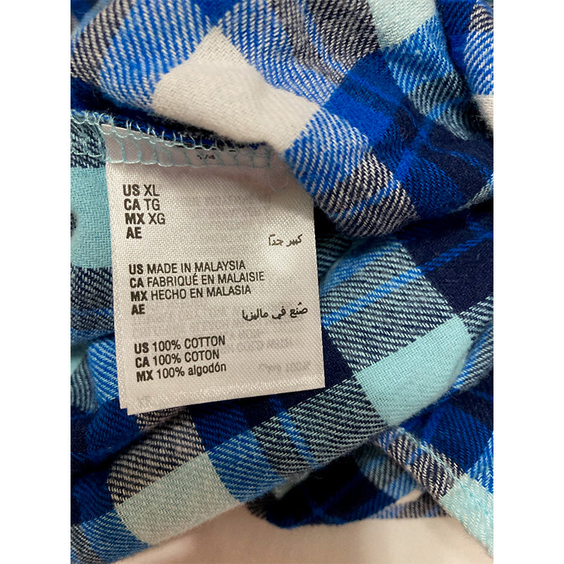 Jenni Cotton Flannel Only Pajama Pants Plaid Blue XL