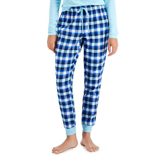 Jenni Cotton Flannel Only Pajama Pants Plaid Blue XL