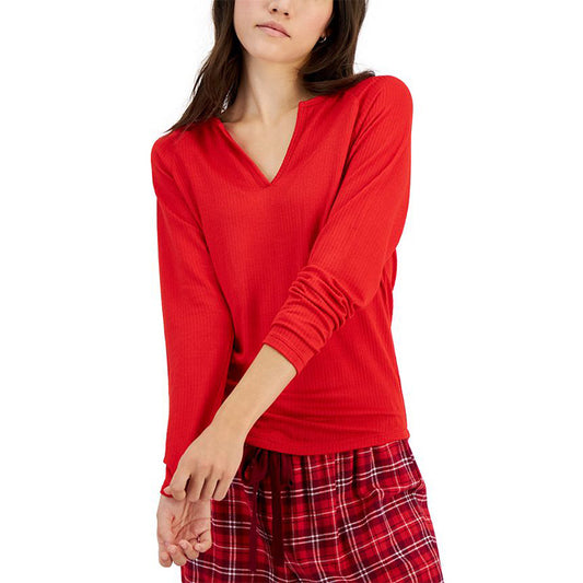 Jenni Split-Neck Only Pajama Top Red M
