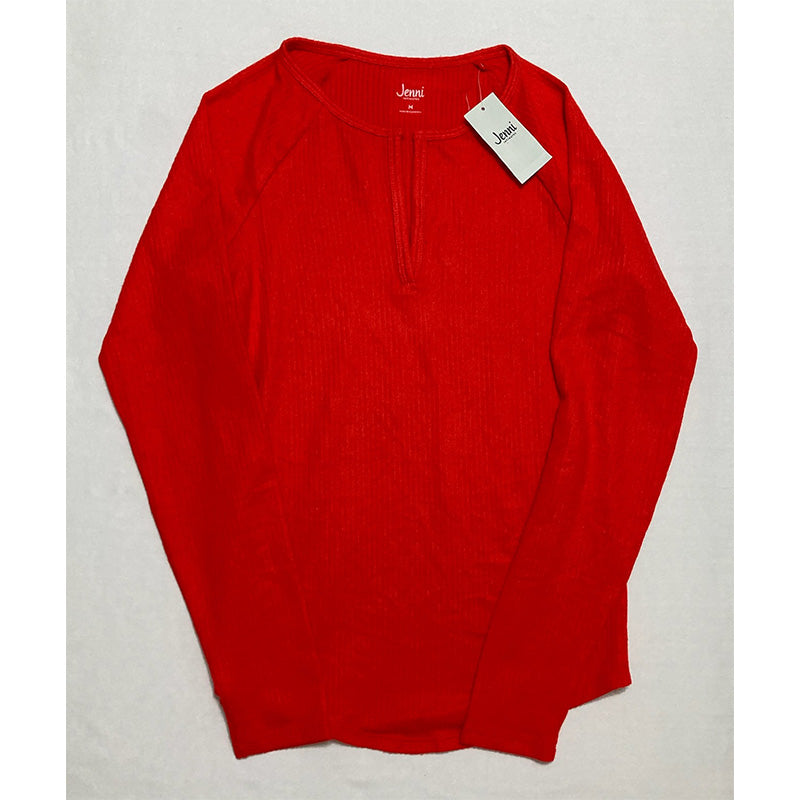 Jenni Split-Neck Only Pajama Top Red M